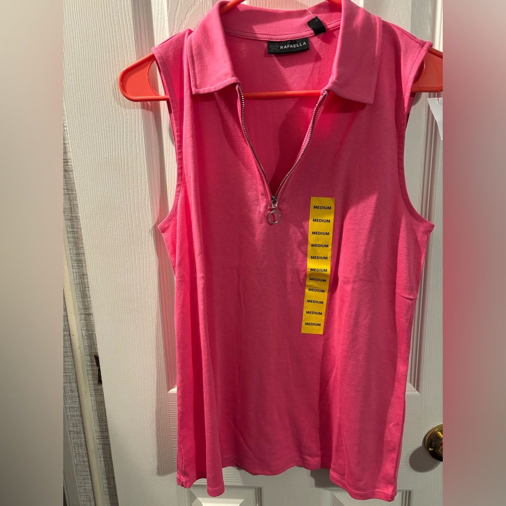 Rafaella Pink Zip-Up Tank Top NWT